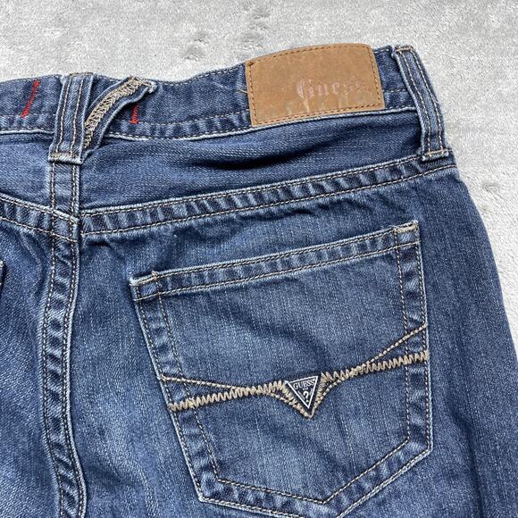 Guess Jeans Mens 30x27 Blue Medium Wash Relaxed Straight Rowland Fit Baggy - Picture 5 of 9